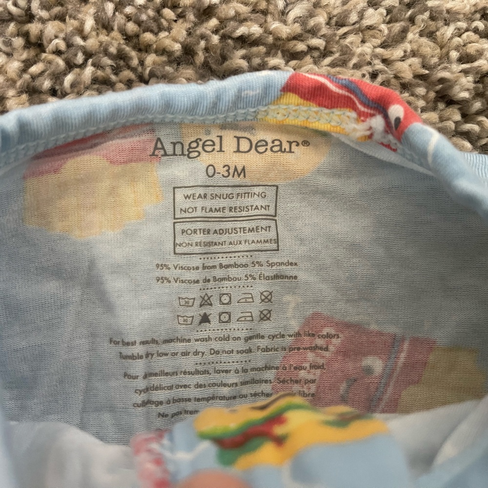 Angel Dear Hamburger & Fries Ketchup Mustard Bamboo Pajamas Size 0-3 Months - Picture 3 of 5